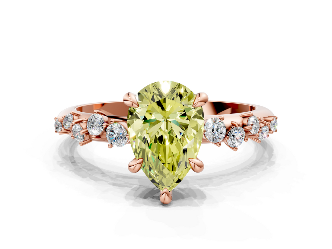 Rose gold Fancy Yellow Pear  Cut Diamond Vine Band with Four-Prong Setting_71