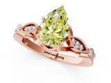 Rose gold Fancy Yellow Pear  Cut Diamond with Milgrain Marquise and Bezel Accents on a Solitaire Band with Prong Setting_191