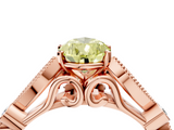 Rose gold Fancy Yellow Pear  Cut Diamond with Milgrain Marquise and Bezel Accents on a Solitaire Band with Prong Setting_194