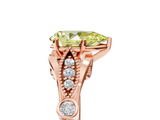 Rose gold Fancy Yellow Pear  Cut Diamond with Milgrain Marquise and Bezel Accents on a Solitaire Band with Prong Setting_195