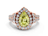 Rose gold Fancy Yellow Pear  Cut Double Halo Diamond Engagement Ring with Pave Band and Four-Prong Setting_43