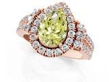 Rose gold Fancy Yellow Pear  Cut Double Halo Diamond Engagement Ring with Pave Band and Four-Prong Setting_44