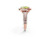 Rose gold Fancy Yellow Pear  Cut Double Halo Diamond Engagement Ring with Pave Band and Four-Prong Setting_45