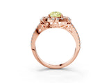 Rose gold Fancy Yellow Pear  Cut Double Halo Diamond Engagement Ring with Pave Band and Four-Prong Setting_46