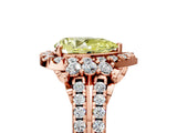 Rose gold Fancy Yellow Pear  Cut Double Halo Diamond Engagement Ring with Pave Band and Four-Prong Setting_48