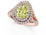 Rose gold Fancy Yellow Pear  Cut Double Halo Split Shank Diamond Ring with Prong Setting_50