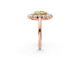 Rose gold Fancy Yellow Pear Cut Halo Cluster Diamond Ring with Pave Band and Four-Prong Setting_14