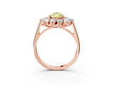 Rose gold Fancy Yellow Pear Cut Halo Cluster Diamond Ring with Pave Band and Four-Prong Setting_15
