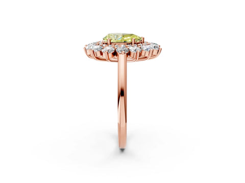 Rose gold Fancy Yellow Pear Cut Halo Cluster Diamond Ring with Pave Band and Four-Prong Setting_2