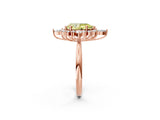 Rose gold Fancy Yellow Pear Cut Halo Diamond Cluster Ring with Marquise and Round Stones on a White Gold Band with Prong Setting_2