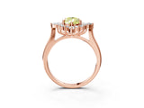 Rose gold Fancy Yellow Pear Cut Halo Diamond Cluster Ring with Marquise and Round Stones on a White Gold Band with Prong Setting_3