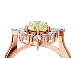 Rose gold Fancy Yellow Pear Cut Halo Diamond Cluster Ring with Marquise and Round Stones on a White Gold Band with Prong Setting_4