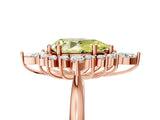 Rose gold Fancy Yellow Pear Cut Halo Diamond Cluster Ring with Marquise and Round Stones on a White Gold Band with Prong Setting_5