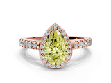 Rose gold Fancy Yellow Pear  Cut Halo Diamond Engagement Ring with Pave Band and Four-Prong Setting_28