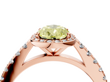 Rose gold Fancy Yellow Pear  Cut Halo Diamond Engagement Ring with Pave Band and Four-Prong Setting_32