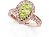 Rose gold Fancy Yellow Pear Cut Halo Diamond Engagement Ring with Split Shank Band and Four-Prong Setting_1