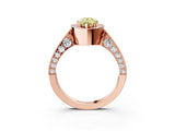 Rose gold Fancy Yellow Pear Cut Halo Diamond Engagement Ring with Split Shank Band and Four-Prong Setting_3