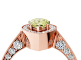 Rose gold Fancy Yellow Pear Cut Halo Diamond Engagement Ring with Split Shank Band and Four-Prong Setting_4