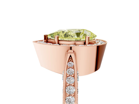 Rose gold Fancy Yellow Pear Cut Halo Diamond Engagement Ring with Split Shank Band and Four-Prong Setting_5
