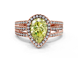 Rose gold Fancy Yellow Pear  Cut Halo Diamond Engagement Ring with Split Shank and Four-Prong Setting_20
