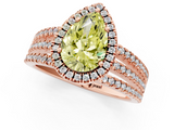 Rose gold Fancy Yellow Pear  Cut Halo Diamond Engagement Ring with Split Shank and Four-Prong Setting_21
