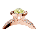 Rose gold Fancy Yellow Pear  Cut Halo Diamond Engagement Ring with Split Shank and Four-Prong Setting_24