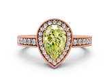 Rose gold Fancy Yellow Pear  Cut Halo Diamond Pave Band Ring with Four-Prong Setting_45