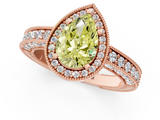 Rose gold Fancy Yellow Pear  Cut Halo Diamond Pave Band Ring with Four-Prong Setting_46