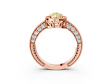 Rose gold Fancy Yellow Pear  Cut Halo Diamond Pave Band Ring with Four-Prong Setting_48