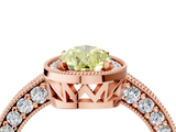 Rose gold Fancy Yellow Pear  Cut Halo Diamond Pave Band Ring with Four-Prong Setting_49