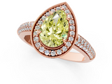 Rose gold Fancy Yellow Pear  Cut Halo Diamond Pave Band with Four-Prong Setting_38