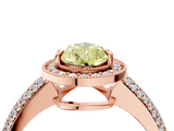 Rose gold Fancy Yellow Pear  Cut Halo Diamond Pave Band with Four-Prong Setting_41