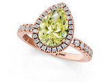 Rose gold Fancy Yellow Pear Cut Halo Diamond Pave Band with Prong Setting_1