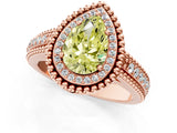 Rose gold Fancy Yellow Pear Cut Halo Diamond Ring with Beaded Split Shank and Four-Prong Setting_1