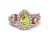 Rose gold Fancy Yellow Pear Cut Halo Diamond Ring with Milgrain and Bezel Accents on a Split Shank Band_12