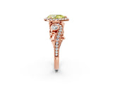 Rose gold Fancy Yellow Pear Cut Halo Diamond Ring with Milgrain and Bezel Accents on a Split Shank Band_14