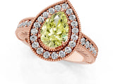 Rose gold Fancy Yellow Pear  Cut Halo Diamond Ring with Pavé Band and Four-Prong Setting_69