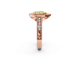 Rose gold Fancy Yellow Pear  Cut Halo Diamond Ring with Pavé Band and Four-Prong Setting_70