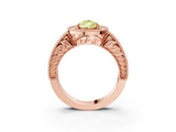 Rose gold Fancy Yellow Pear  Cut Halo Diamond Ring with Pavé Band and Four-Prong Setting_71