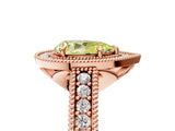 Rose gold Fancy Yellow Pear  Cut Halo Diamond Ring with Pavé Band and Four-Prong Setting_73