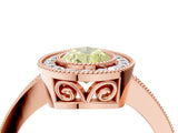 Rose gold Fancy Yellow Pear  Cut Halo Diamond Ring with Pavé Band and Milgrain Prong Setting_37