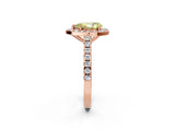 Rose gold Fancy Yellow Pear Cut Halo Diamond Ring with Pavé Band and Three-Prong Setting_2