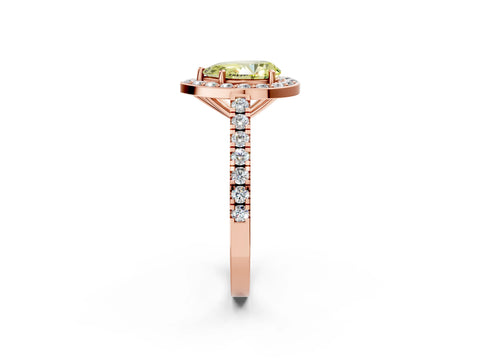 Rose gold Fancy Yellow Pear Cut Halo Diamond Ring with Pavé Band and Three-Prong Setting_2