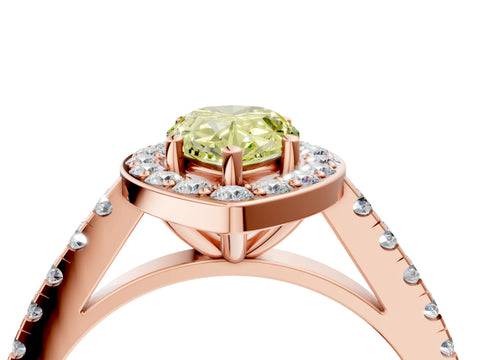 Rose gold Fancy Yellow Pear Cut Halo Diamond Ring with Pavé Band and Three-Prong Setting_4