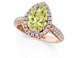 Rose gold Fancy Yellow Pear Cut Halo Diamond Ring with Pavé Band_1