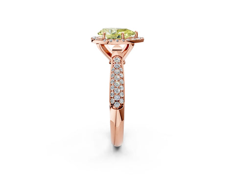 Rose gold Fancy Yellow Pear Cut Halo Diamond Ring with Pavé Band_2
