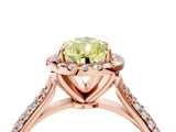 Rose gold Fancy Yellow Pear Cut Halo Diamond Ring with Pavé Band_4