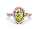 Rose gold Fancy Yellow Pear  Cut Halo Diamond Ring with Pave Band and Four-Prong Setting_24