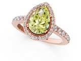 Rose gold Fancy Yellow Pear  Cut Halo Diamond Ring with Pave Band and Four-Prong Setting_25