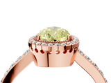 Rose gold Fancy Yellow Pear  Cut Halo Diamond Ring with Pave Band and Four-Prong Setting_28